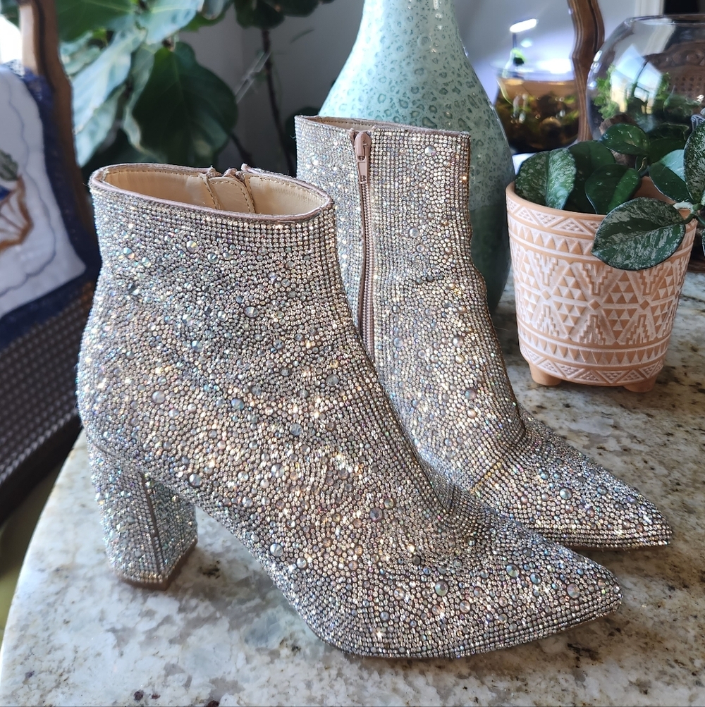 Sparkling Silver Ankle Boots